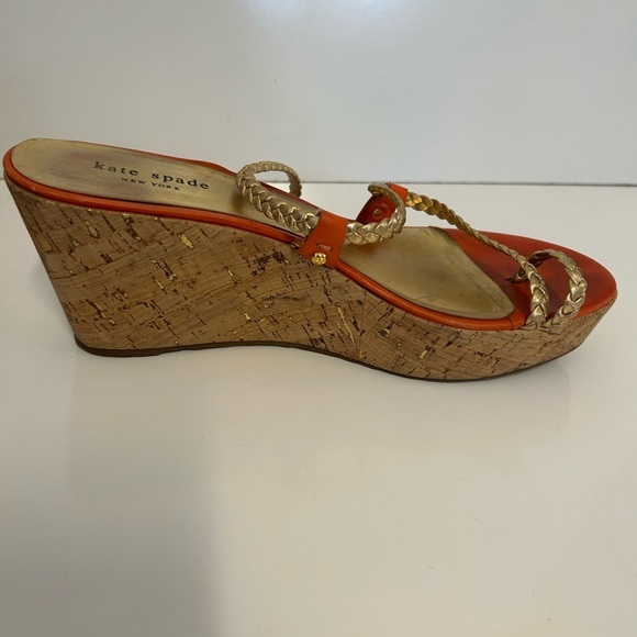Kate Spade Women's Orange and Gold Bali Wedges Size 9 - Picture 11 of 14